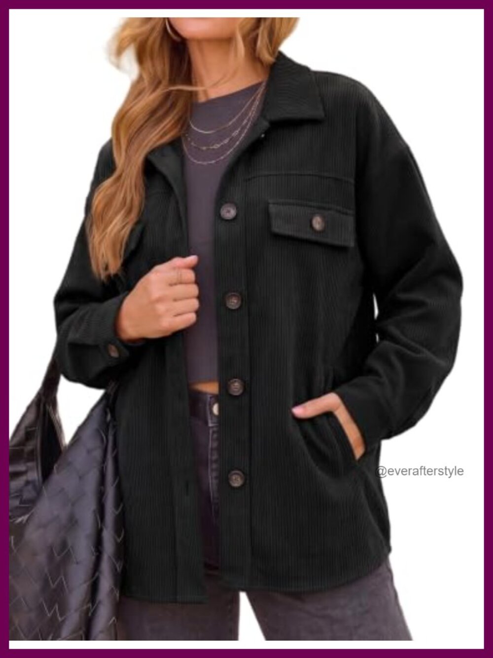 Corduroy Shacket Button Down Oversized Casual Jacket
